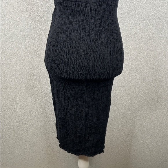 J. Crew Black 100% Linen Summer Spring Smocked Vacation Beachy Dress Size 2P - Picture 6 of 7